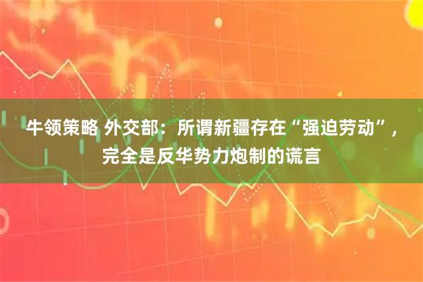 牛领策略 外交部：所谓新疆存在“强迫劳动”，完全是反华势力炮制的谎言