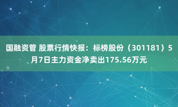 国融资管 股票行情快报：标榜股份（301181）5月7日主力资金净卖出175.56万元